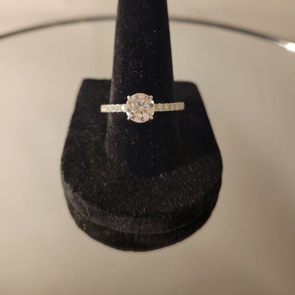 Jewelry - 925 Sterling Silver 1ct GRA Certified Moissanite Halo Engagement Ring